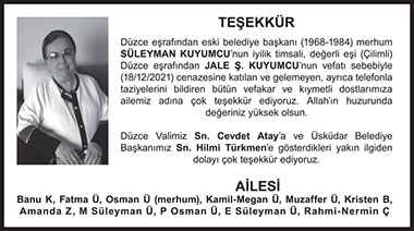 Teşekkür İlanı AİLESİ